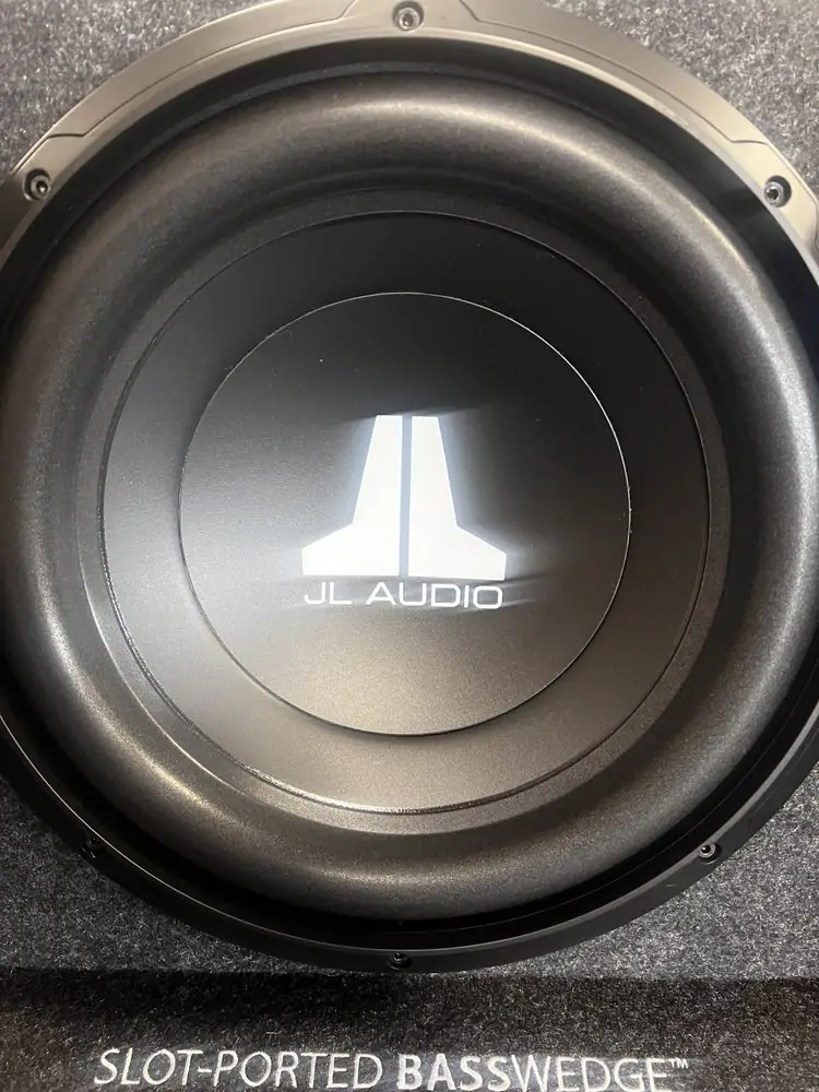 JL Audio subwoofer in a slot-ported enclosure