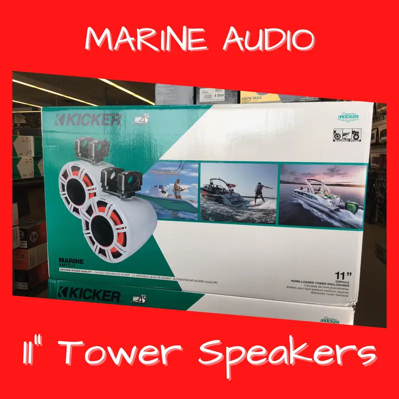 Boxed 11-inch marine tower speakers