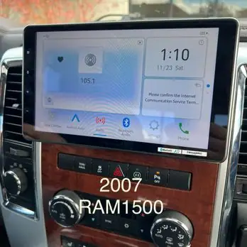 Touchscreen stereo installed in a 2007 Ram 1500 dash