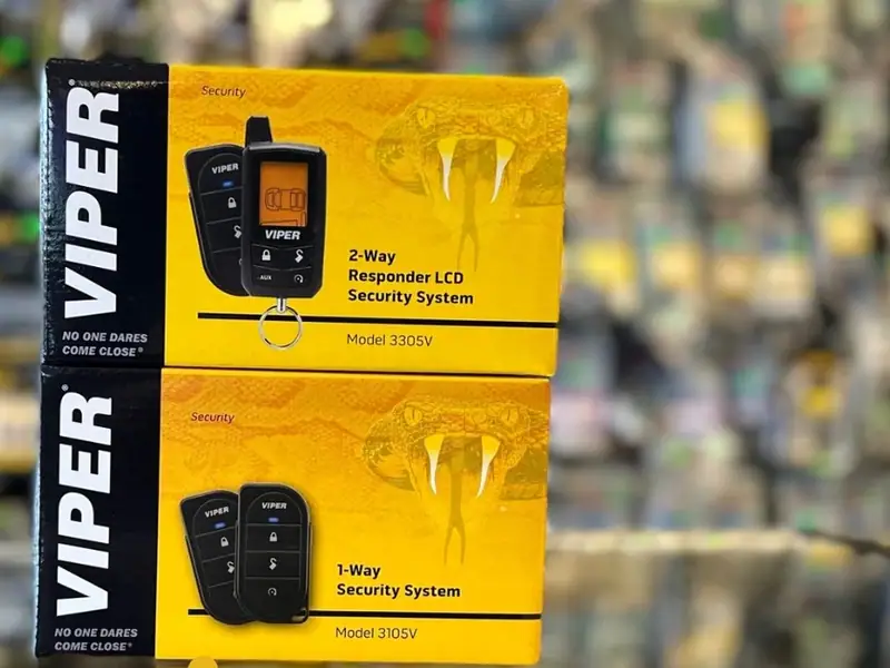 Viper 2-way security system boxes in the store